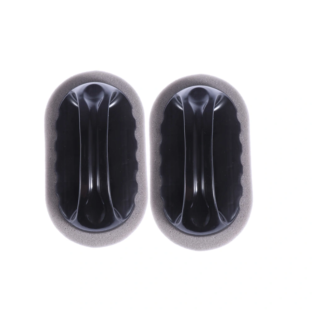 2Pcs Emery Sponge Brush with Handle Decontamination Descaling Sponge Scouring Pad Cleaning Brush Washing Scrubber Black