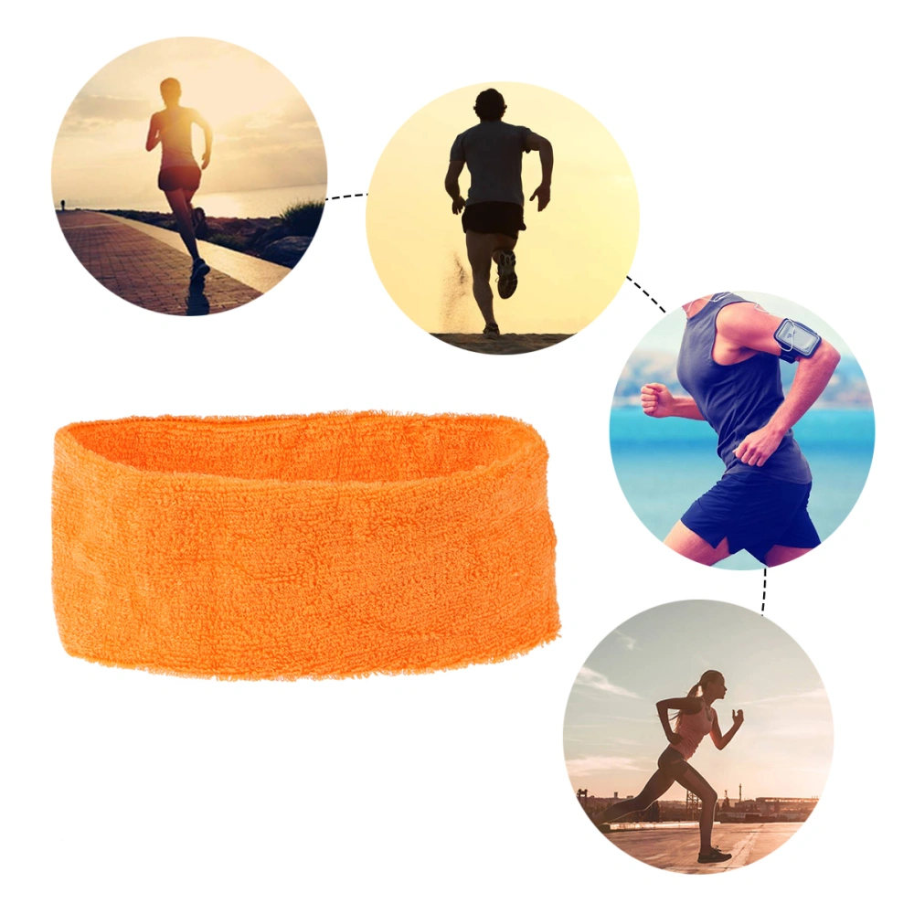 Sports Yoga Sweatbands Spa Facial Headband Make Up Wrap Head Terry Cloth Headband Adjustable Towel(Orange)