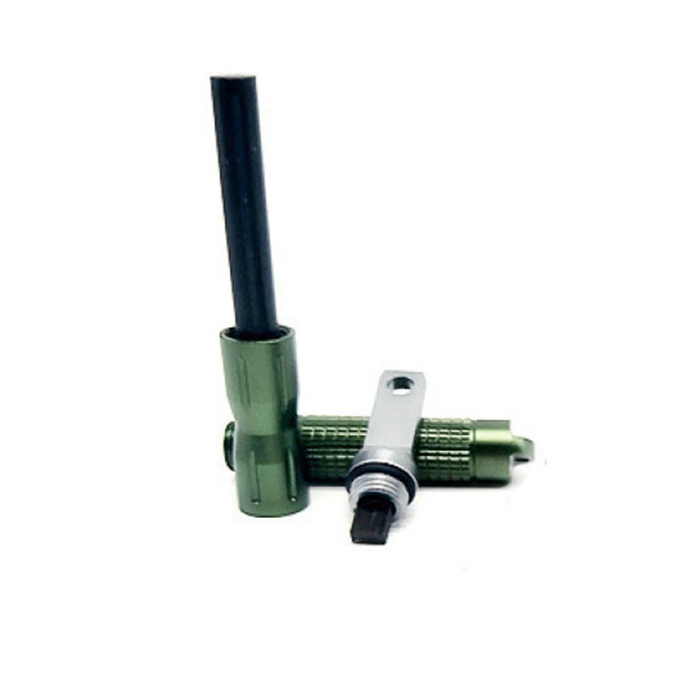 Outdoor Camping Survival Tools All Waterproof Outdoor Flint Spark Rod with Alloy (Green + Flintstone)