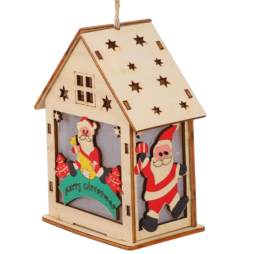 Christmas Assembled Wood House Luminous Wooden House Tree Hanging House Pendant