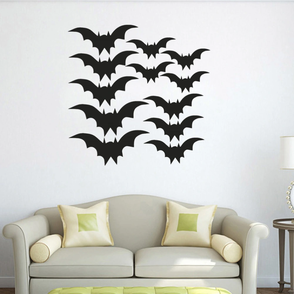 2 Sheets Halloween Bat Wall Stickers Creative DIY Wall Decoration Mural Decals for Home Bar Party Decoration (12pcs Sticker for Each Sheet)