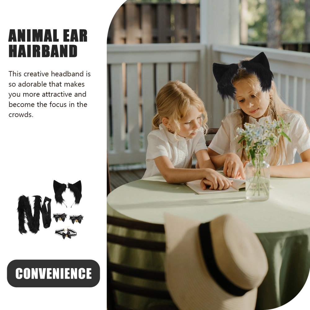 1 Set Lovely Animals Costume Prop Animals Bracelets Ear Headband Tail Collar Costume Props