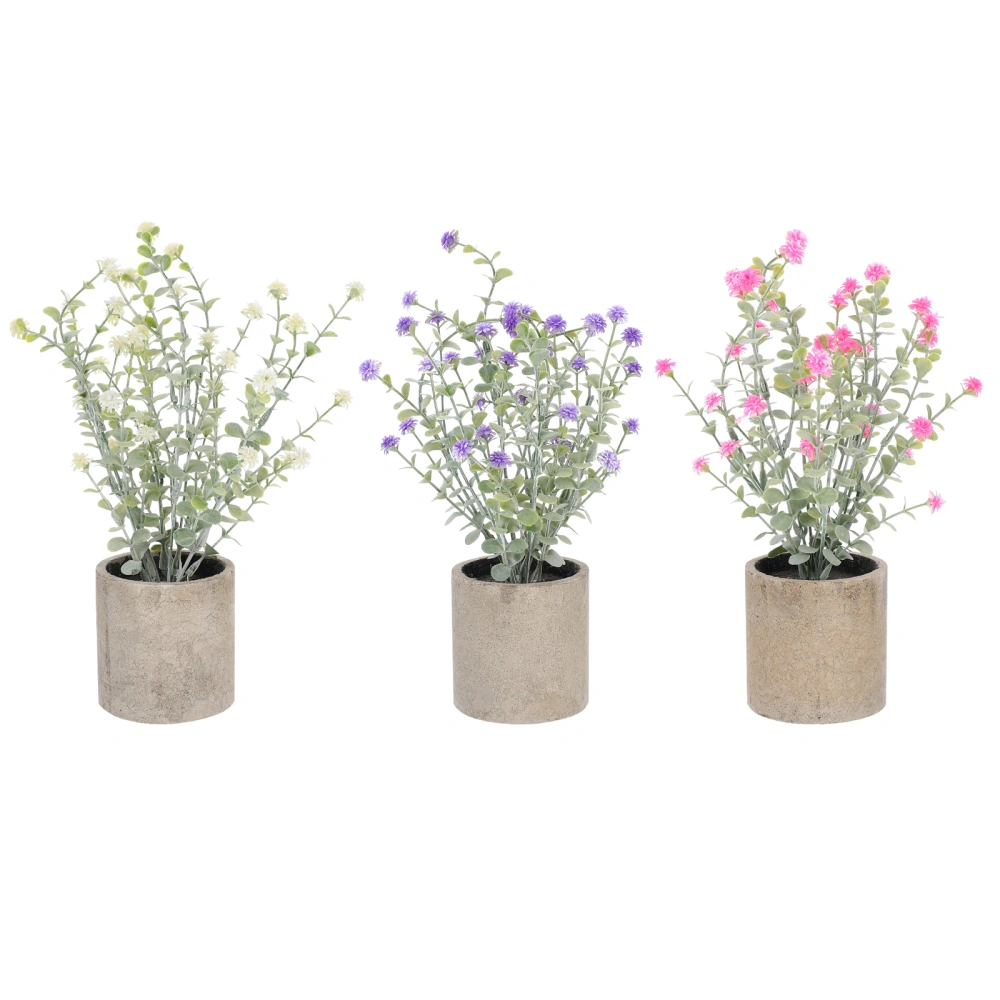 3Pcs Simulated Babysbreath False Flowers Desktop Ornaments Paper Pulp Pot Plant