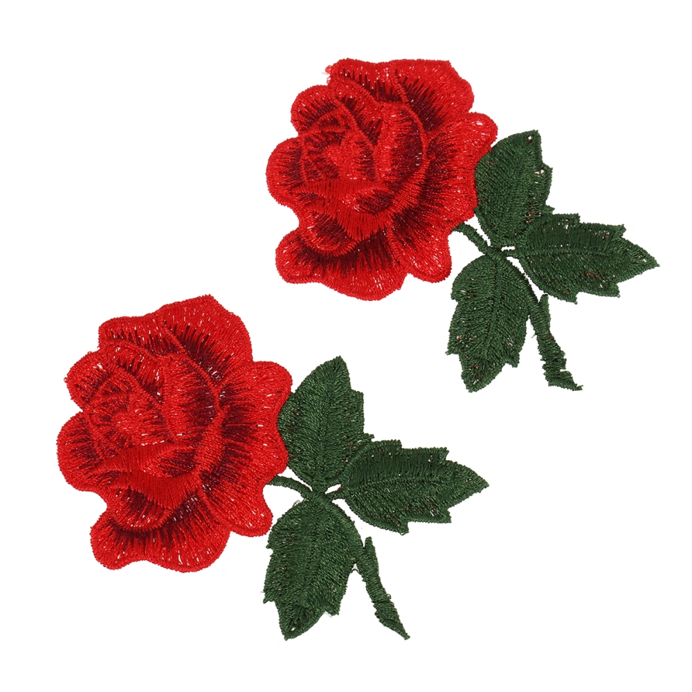 5PCS Rose Colored Lace Embroidery Water Soluble Embroidery Computer Embroider Pattern DIY Patch Clothing Props