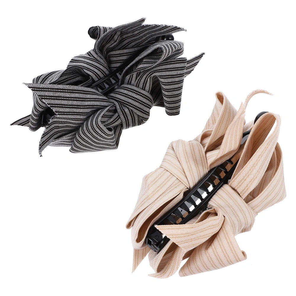 2pcs Elegant Hair Clips Striped Bowknot Hair Clips Sweet Design Hairpins