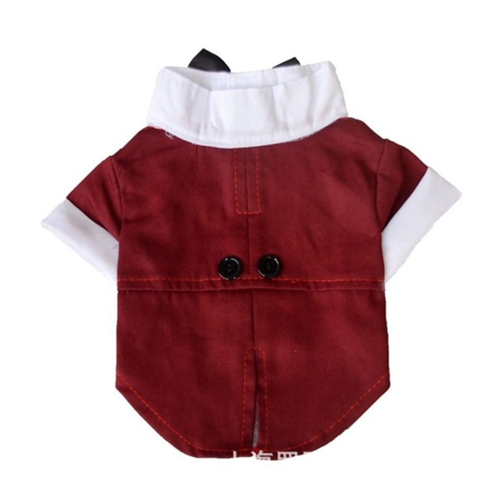 British Style Pet Dog Wedding Tuxedo Clothes Suit with Bow Tie Gentleman Garment Formal Party Dog Coat Cothes Costume (Red Brown) - Size M