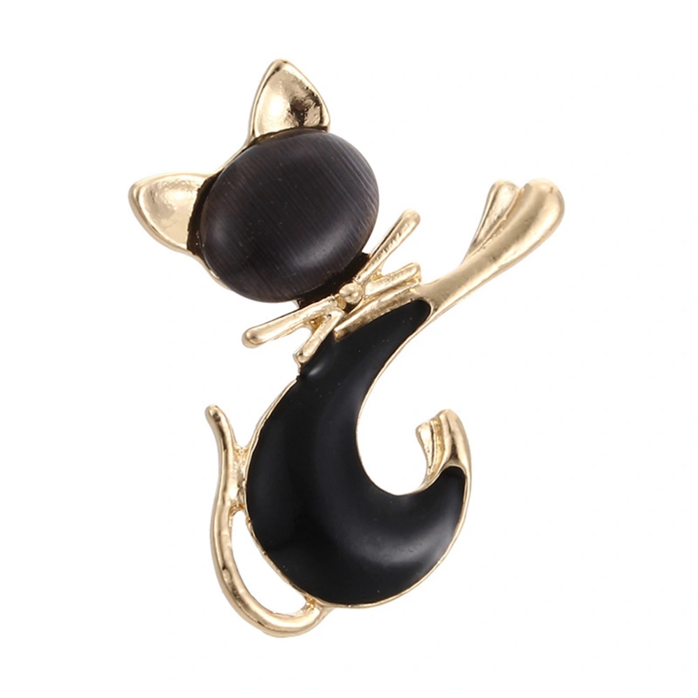 Elegant Brooch Alloy Lapel Brooch Pin Breastpin Jewelry Accessories Corsage Gift (Black, Cat Shaped)