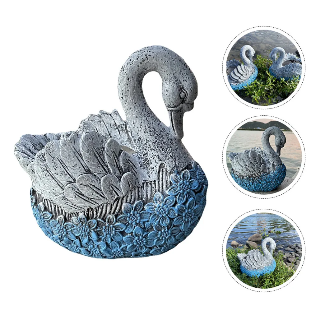 1Pc Swan Plant Pot Resin Flower Planter Graden Balcony Decor Succulent Planter