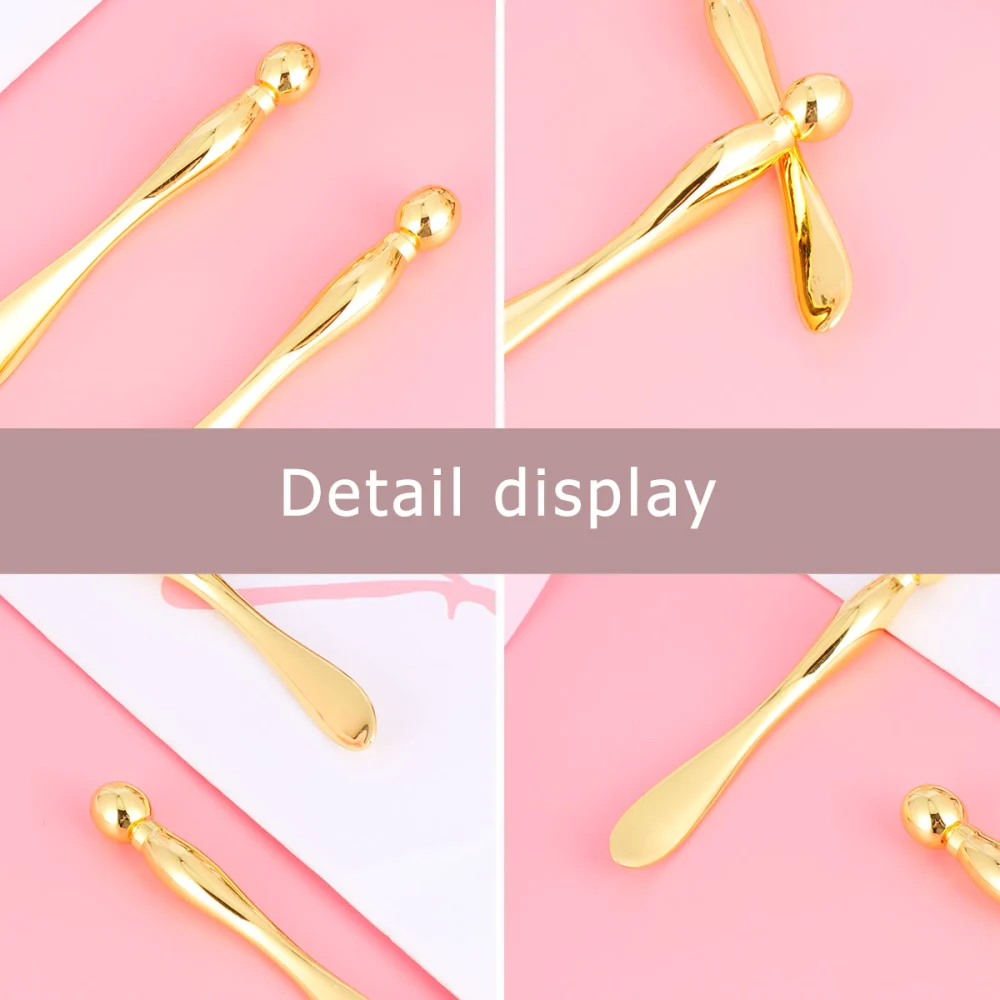 2pcs Eye Massage Sticks Alloy Beauty Roller Cream Subpacking Tools Skin Care Supplies for Women Golden