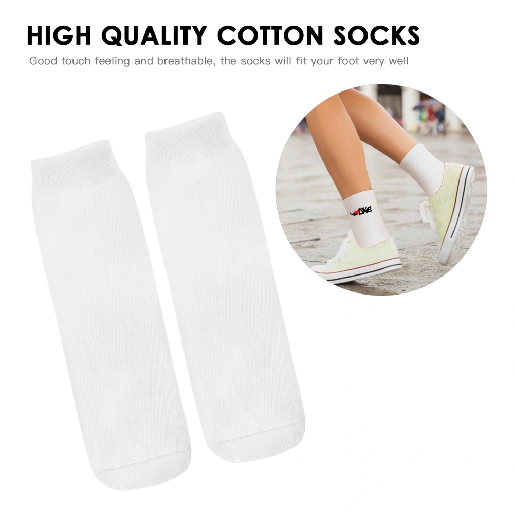 6 Pairs of Blank White Sublimation Socks Printable Socks Straight Blank Socks