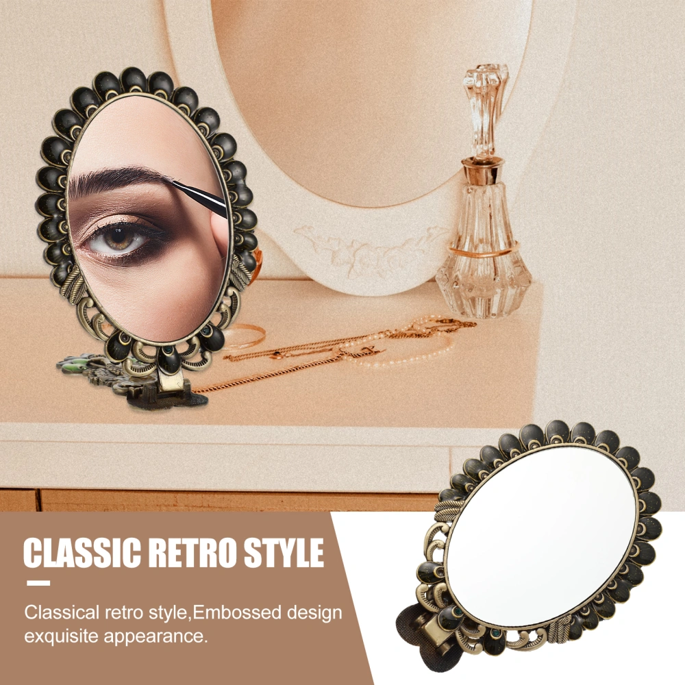 Vintage Handheld Mirror Metal Embossed Mirror Folding Mirror Handheld Mirror