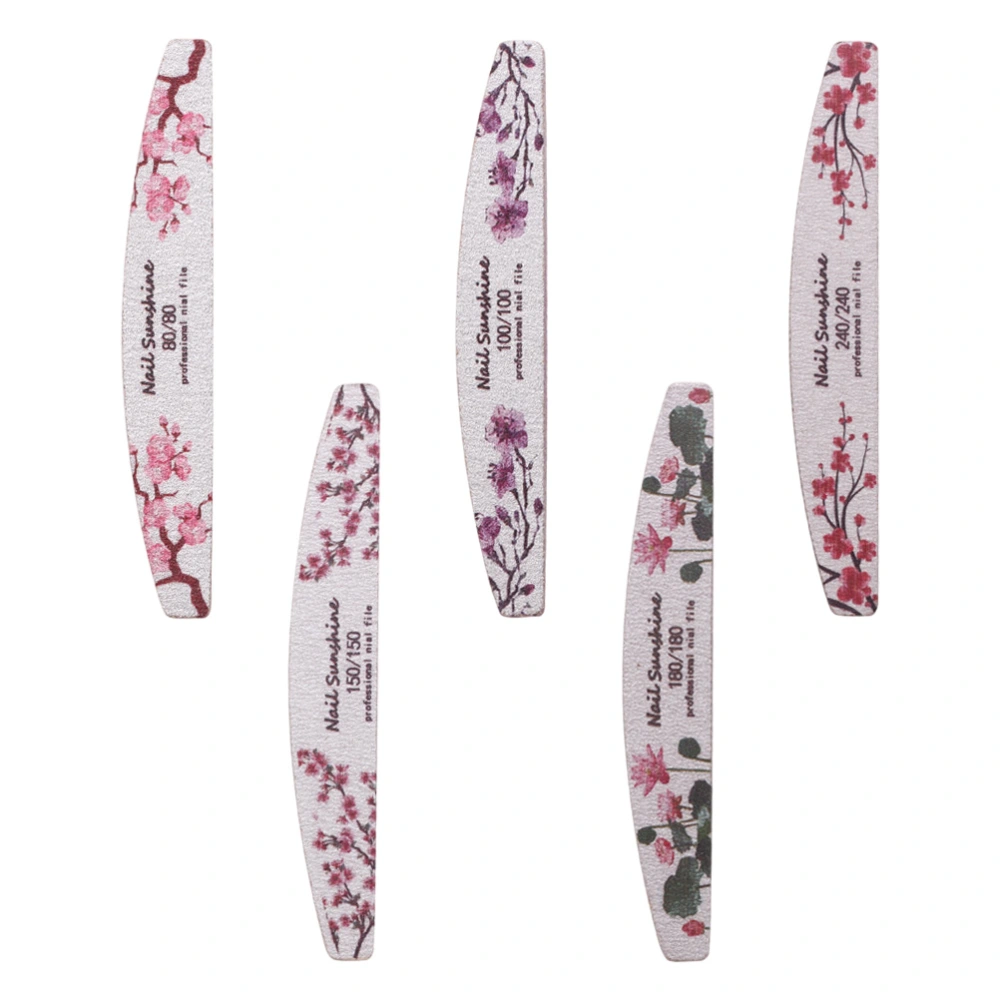 5Pcs Manicure Printed Abrasive Strip Nail File Flower Printing Nail Files