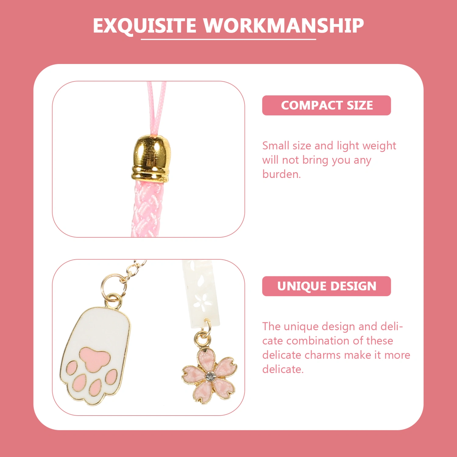 2pcs Lovely Cellphone Hanging Ornament Phone Chain Car Key Hanging Pendants