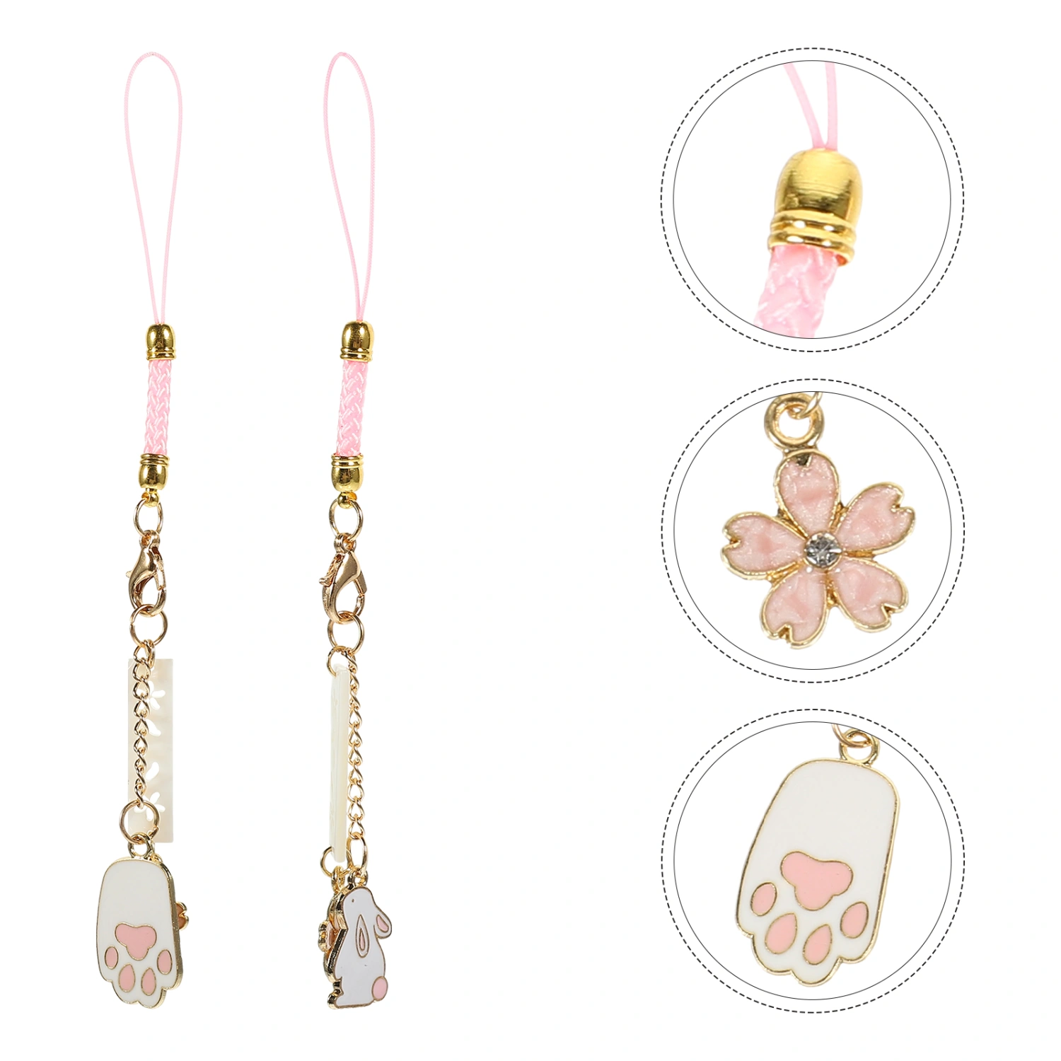 2pcs Lovely Cellphone Hanging Ornament Phone Chain Car Key Hanging Pendants