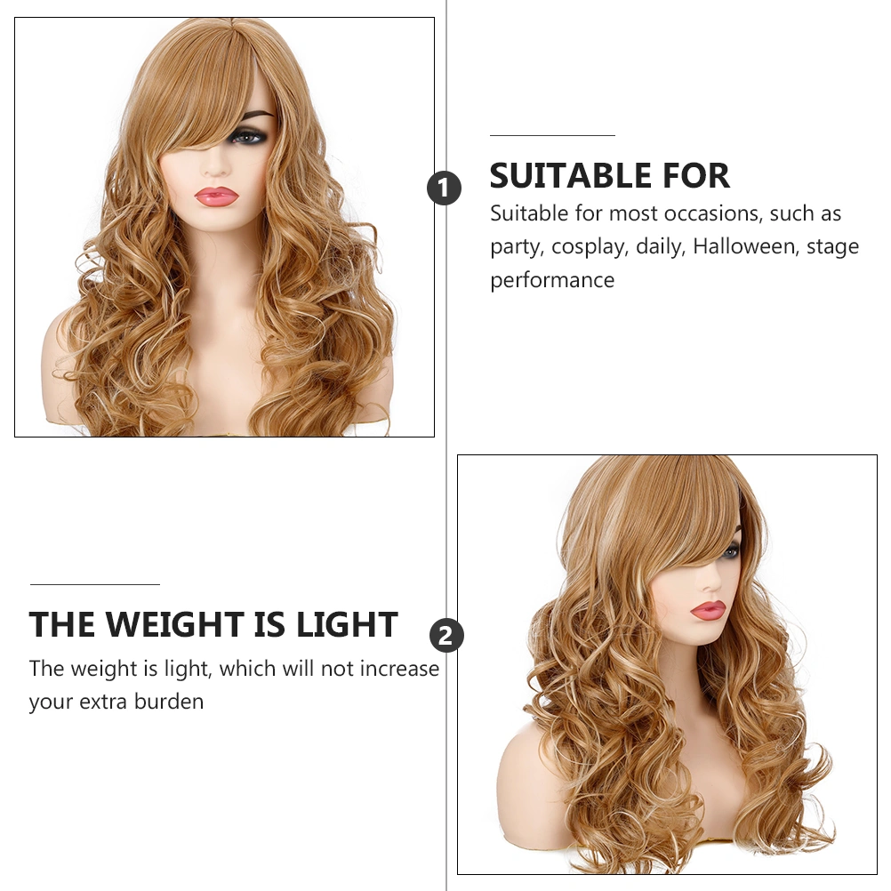1Pc Women Long Curly Wig Daily Women Fashion Wig High Temperature Fiber Wig