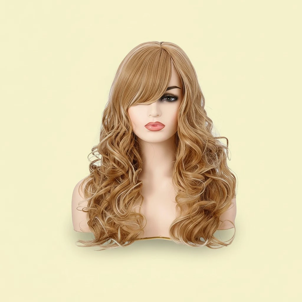 1Pc Women Long Curly Wig Daily Women Fashion Wig High Temperature Fiber Wig