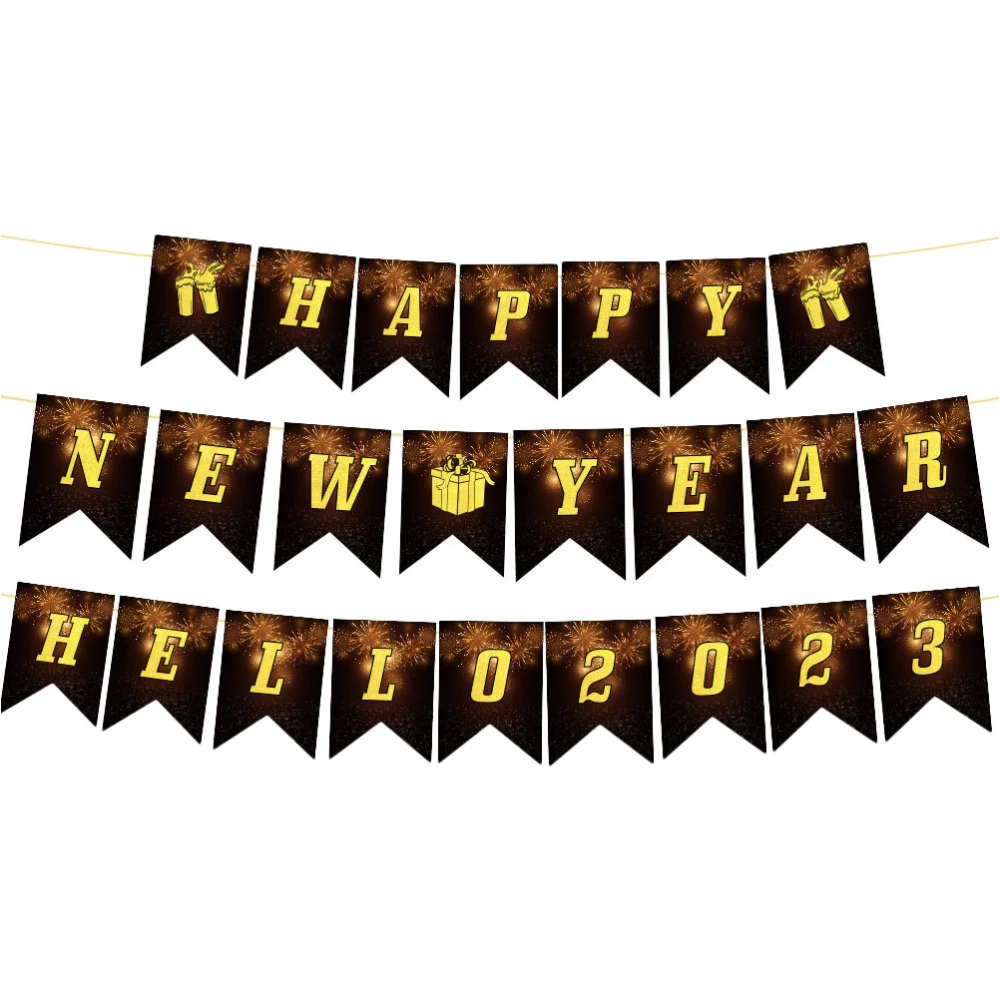 1 Set Happy New Year Banner Decoration Party Bunting Decorative Banner Party Supplies