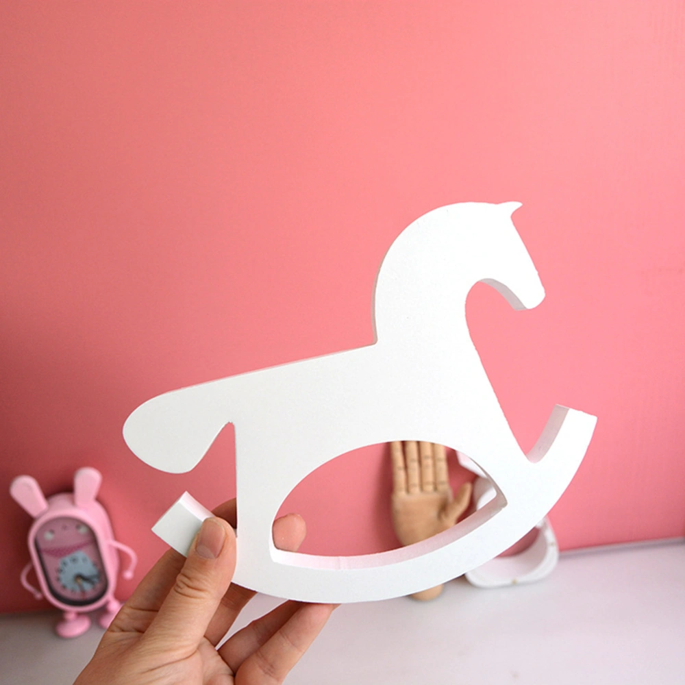 European New Wooden Horse Living Room Bedroom Children's Room Decorations Ornaments Creative Gifts(White)