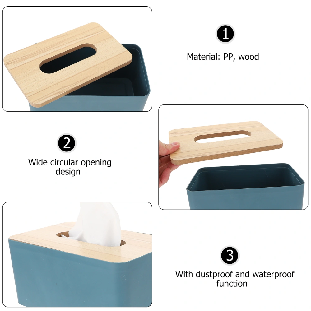 1 Pc Napkin Box Wooden Lid Tissue Container Simple Napkin Box Home Tissue Case