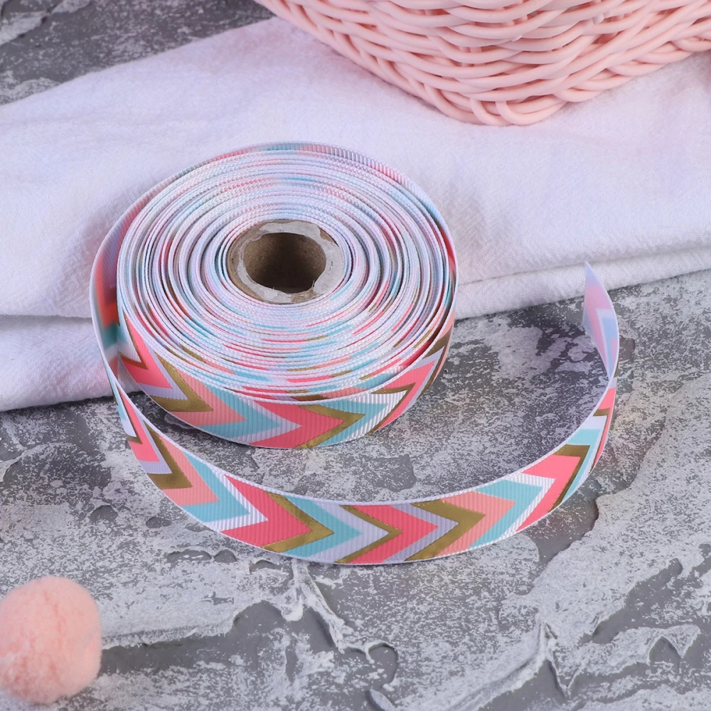 Ribbon Roll Pink and Blue Bronzing Printed Valentine's Day Grosgrain Ribbon Handmade Cheer Hair Gift Wrapping Party Wedding Supplies