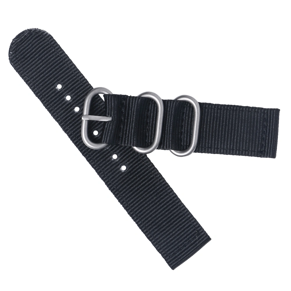 22mm Watch Strap Webbing Durable 2-Joint Nylon Watch Band Wristband for Watch Replacement (Black)