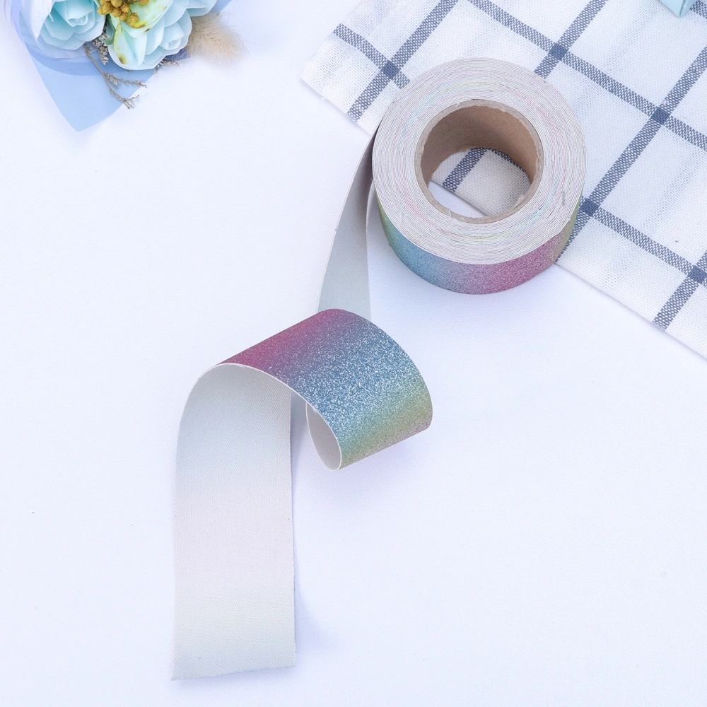 1 Roll 38mm Gradient Rainbow Color PU Fabrics Handmade Shiny Ribbon Rope Band Bracelet Necklace Cloth Accessories (About 5M)