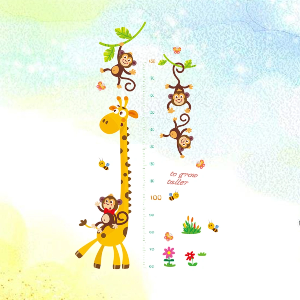 Cartoon Giraffe Monkey Height Measure Wall Stickers Home Decor Chart Ruler Decoration For Kids Rooms Decals Wall Art