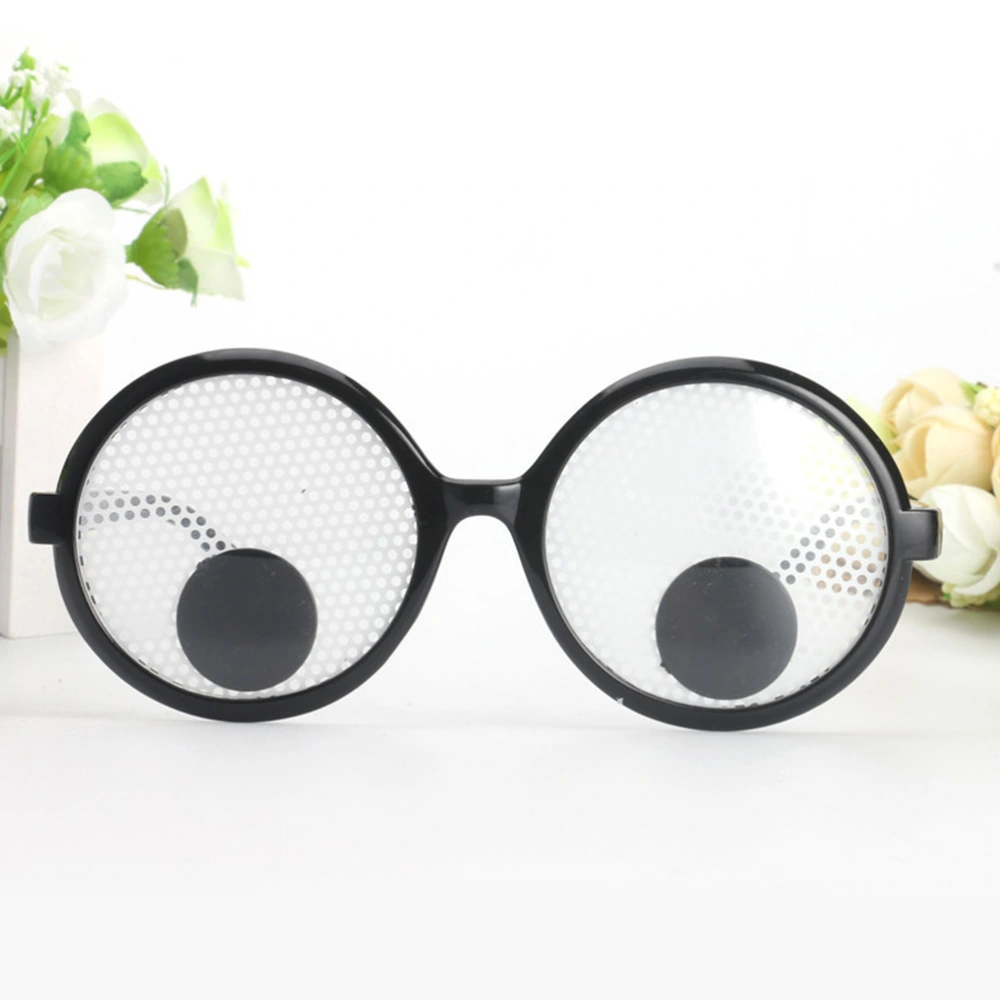 2pcs Funny Glasses Round Frame Glasses Chic Eyeball Decorative Eyeglasses Party Game Props