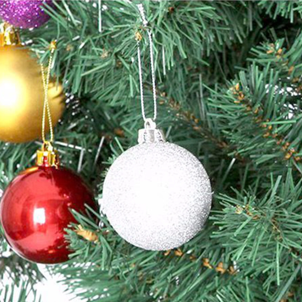 24 PCs 6CM Sequins Hanging Christmas Balls Christmas Tree Plating Ball Christmas Ornament Decor for Home Office School (Silver)