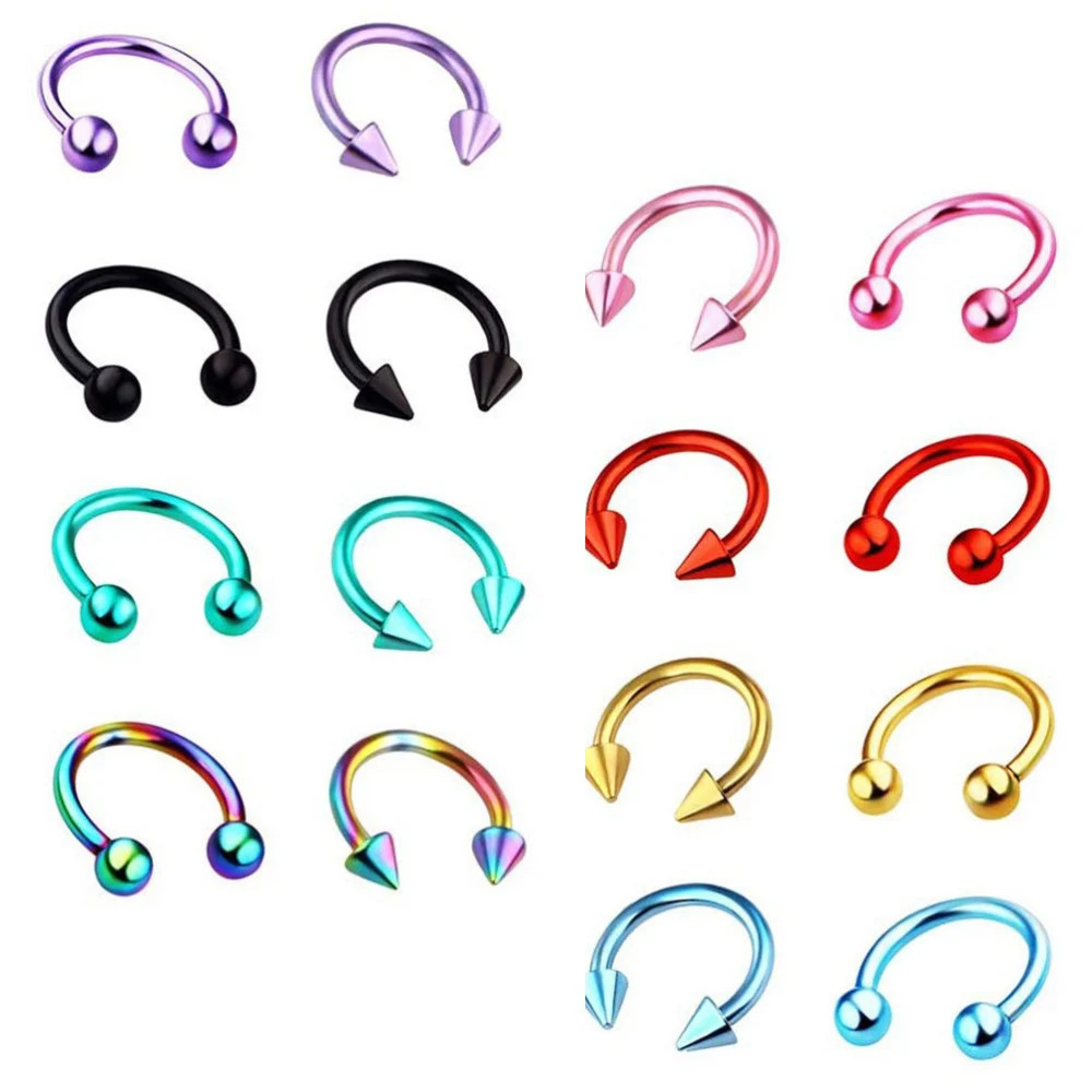 16Pcs Round Ball Shaped Design Nasal Ring Stainless Steel Nasal Ring Durable Painting Nasal Ring (Colorful)