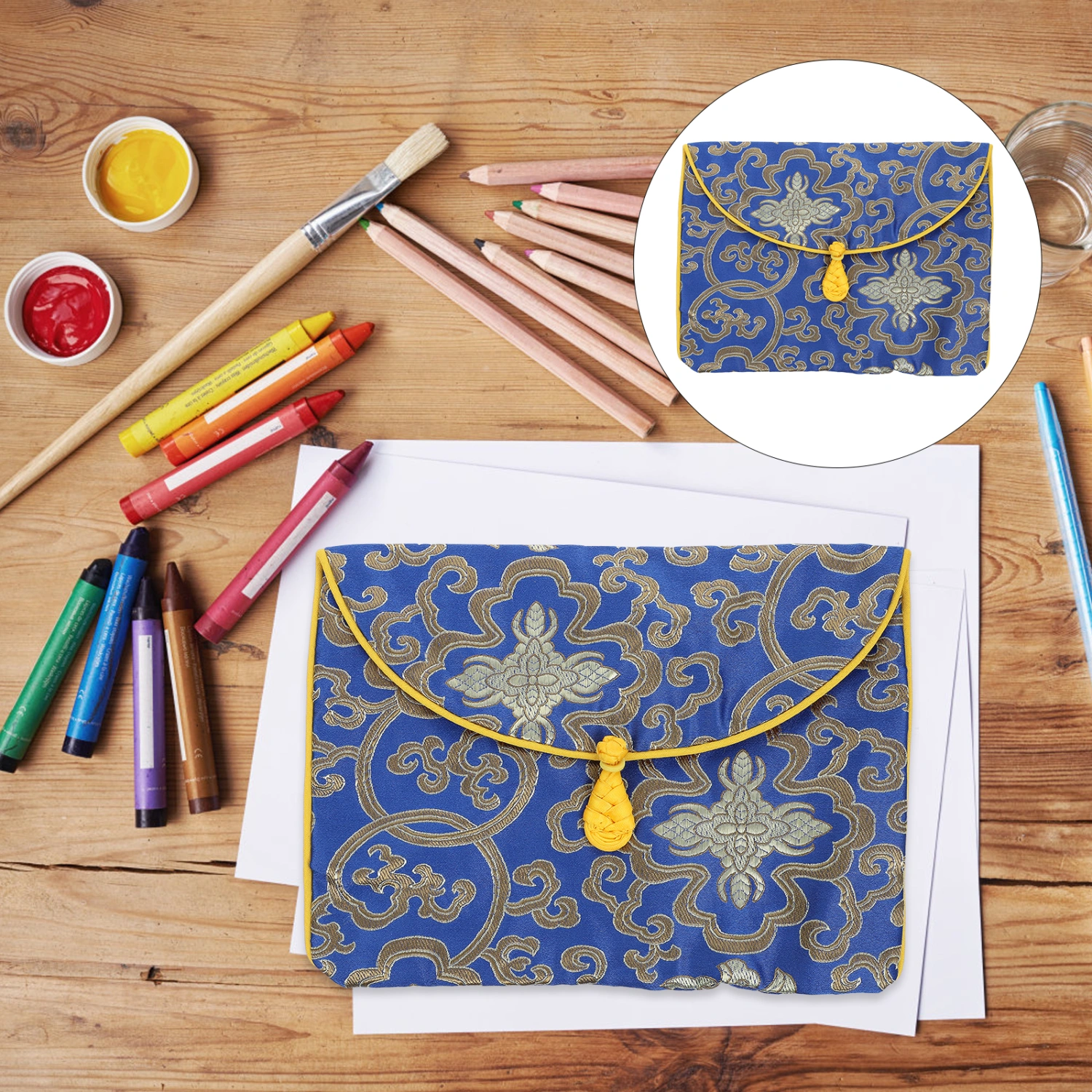 Embroidery Design Music Books Storage Bag Buddhist Scriptures Storage Container