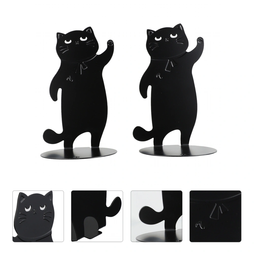 1 Pair Cat Design Bookend Iron Bookend Book Stopper Book Stand for Home