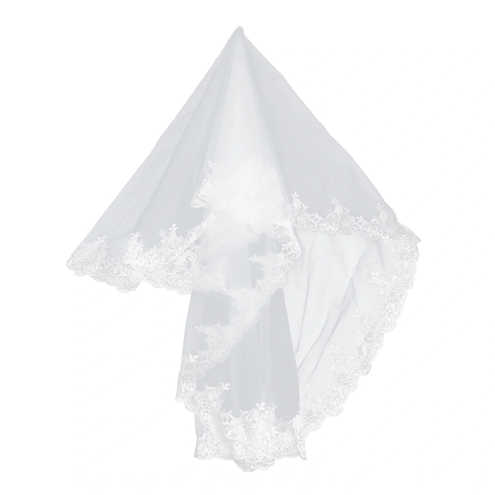 3M Long Wedding Veil Korean Style Tulle Cathedral Chapel Floor Lace Veils for Bride (White)