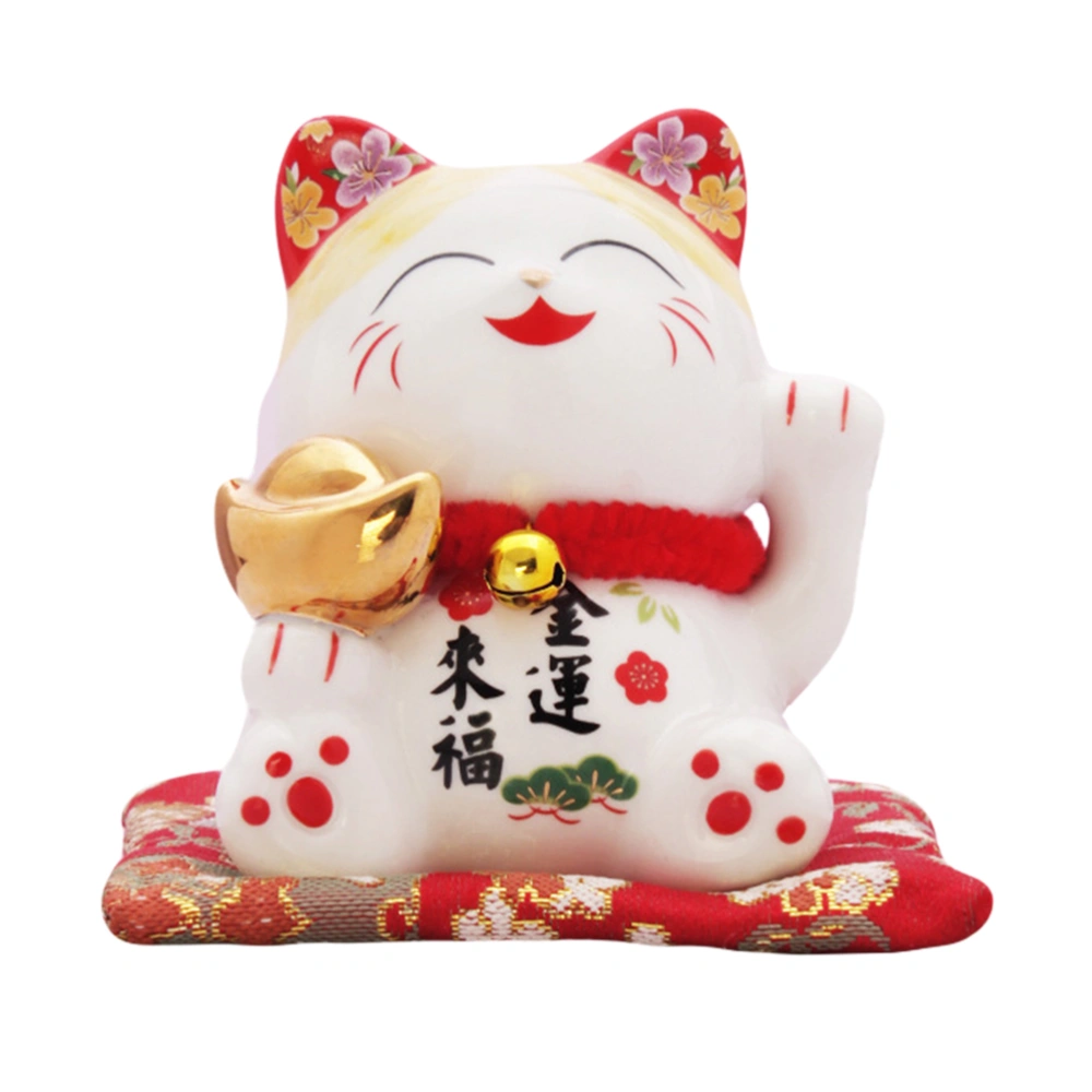 1 Set Japanese Cat Figurine Ceramic Craft Ornament Exquisite Animals Cat Decor