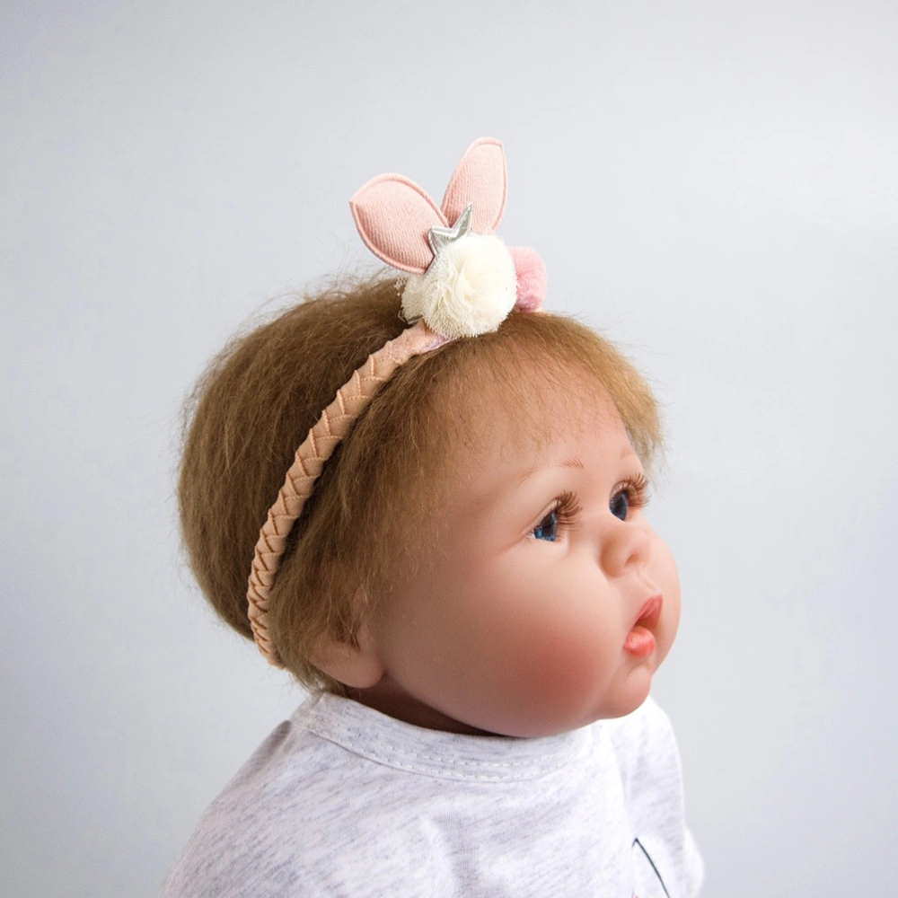 2pcs Adorable Baby Flower Hair Delicate Infant Rabbit Ears Headband Elastic Girl Headwear