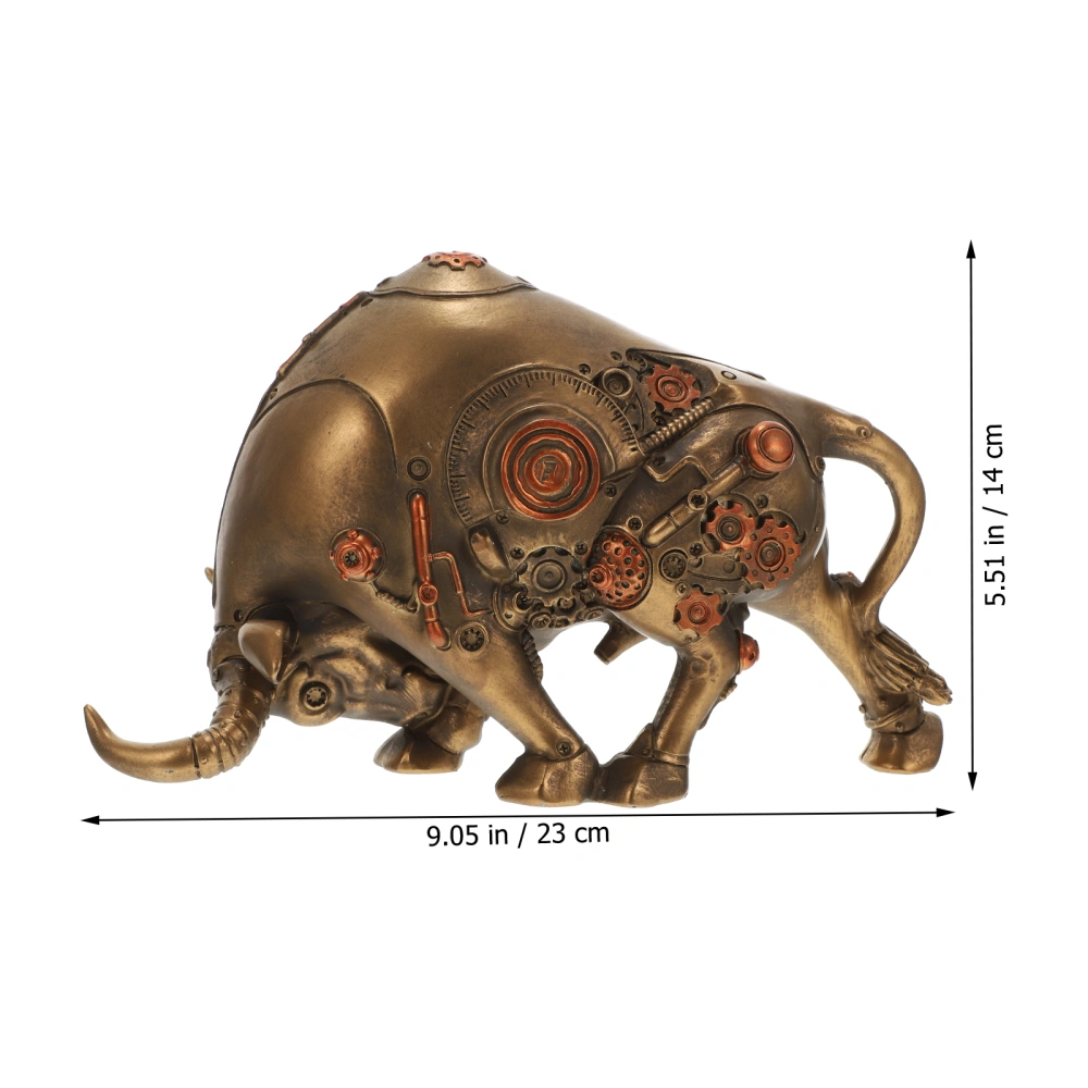 Tabletop Resin Statue Figure Decoration Mechanical Style Ox Ornament Adornment