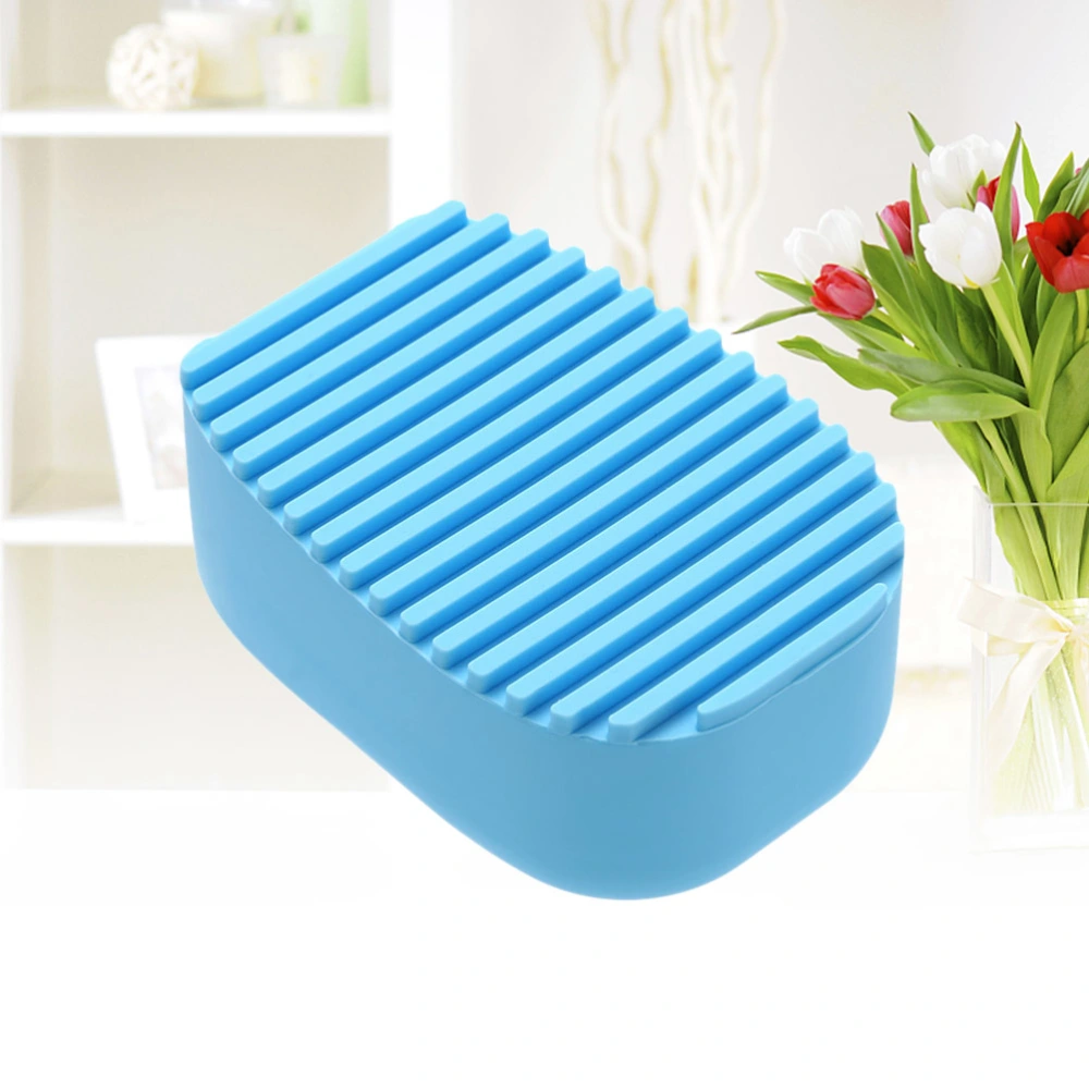 Candy Color Silicone Washboard Creative Mini Handheld Laundry Washboard Multipurpose Laundry Cleaning Brush Clothes Washing Brushes (Blue)