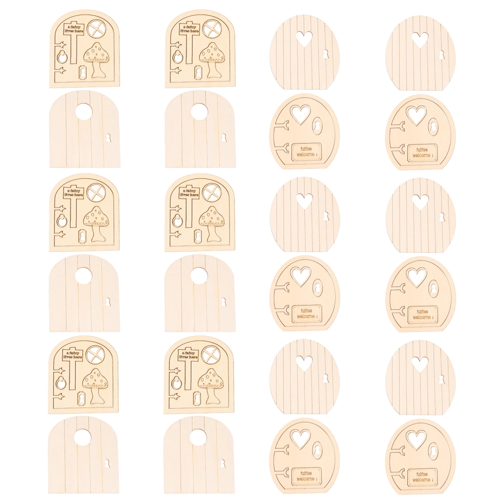 12 Sets of 24pcs Wooden Elf Gates Exquisite Ornaments DIY Wooden Decorations