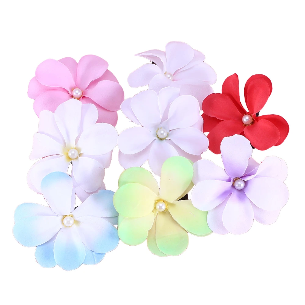 8PCS/Set Plumeria Shape Artificial Flower Beach Holiday Hair Accessory Flower Hair Clip Random Color