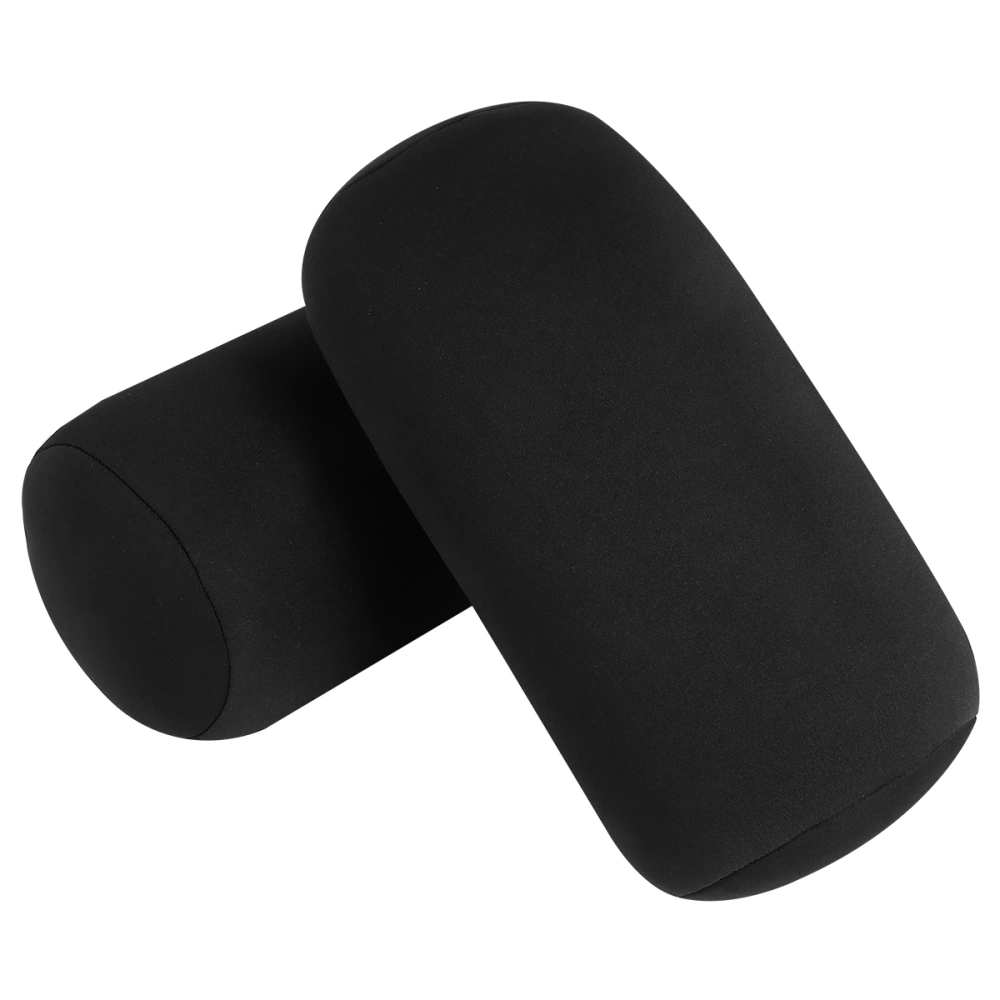 2Pcs Adorable Cylinder Pillow Pure-Color Neck Pillow Stuffed Pillow (Black)