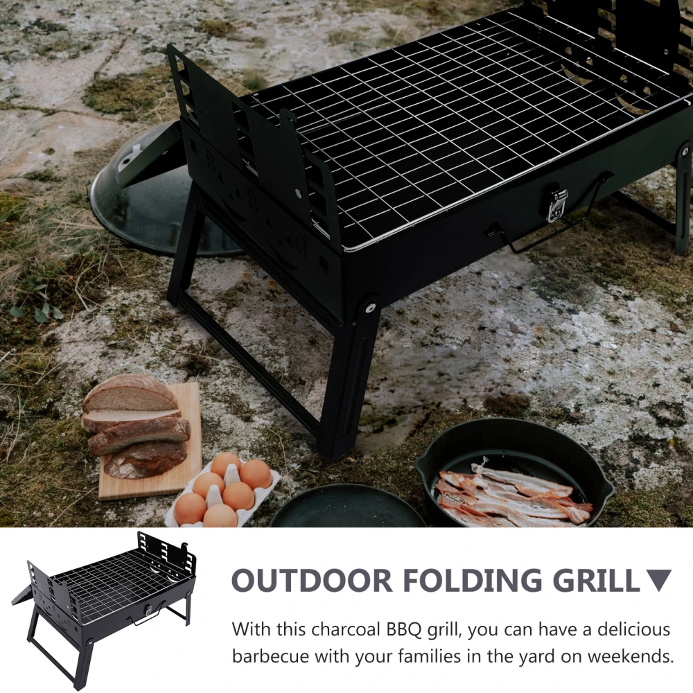 1 Set Barbecue Grill Portable BBQ Smoker Foldable Charcoal Grill Useful BBQ Tool