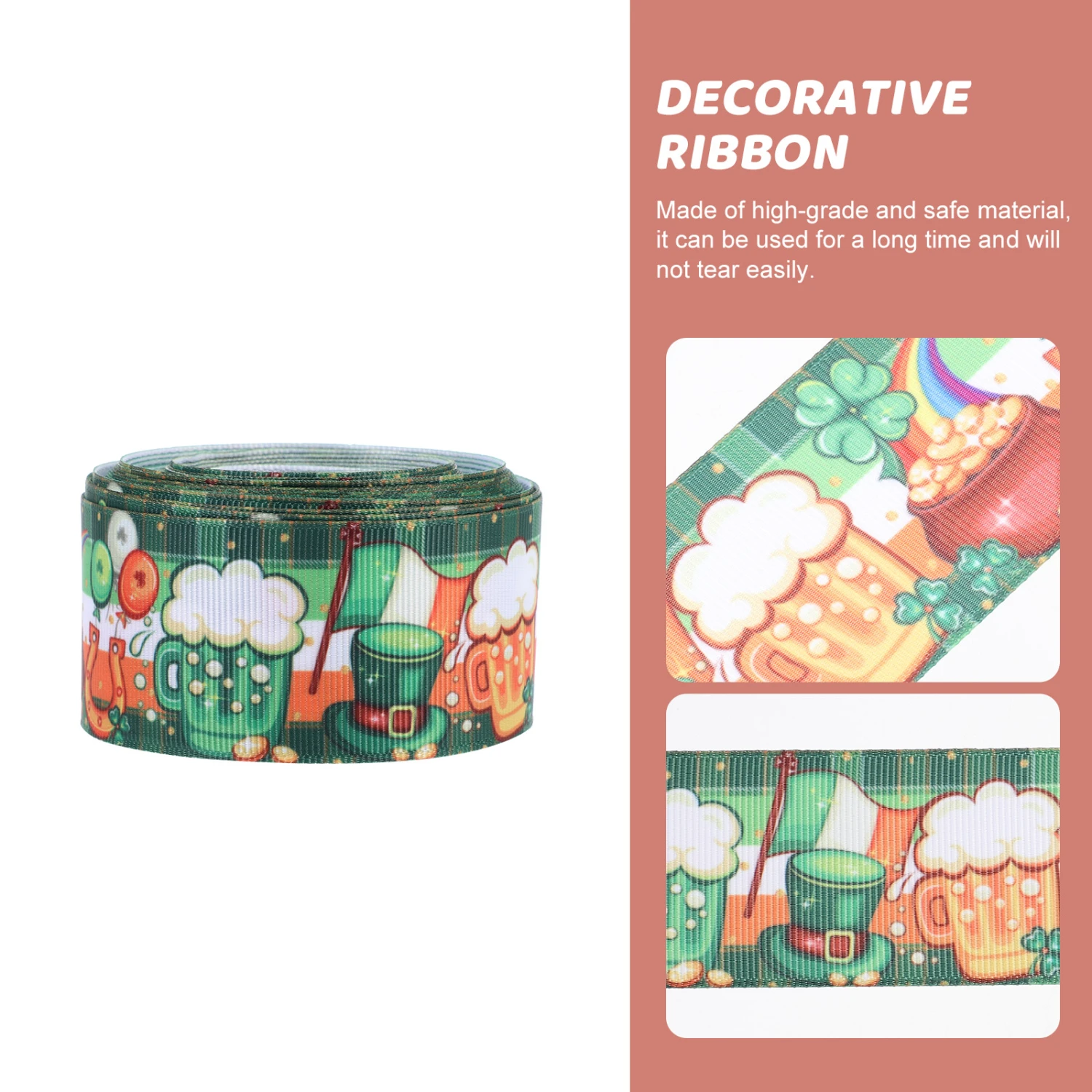 1 Roll of St. Patrick's Day Themed Ribbon Gift Packing Ribbon Decorative Ribbon