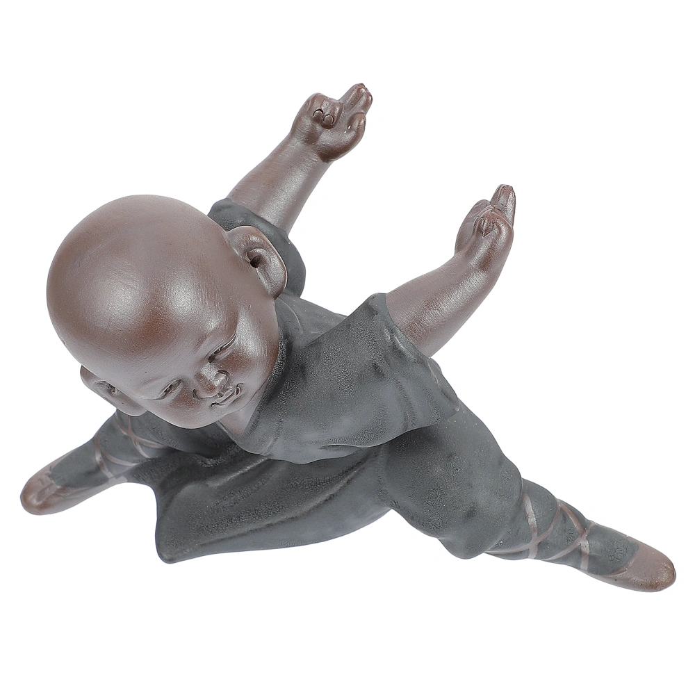1pc Kung Fu Tea Decor Purple Sand Buddha Monk Ornament Tea Pet Handicraft Decor