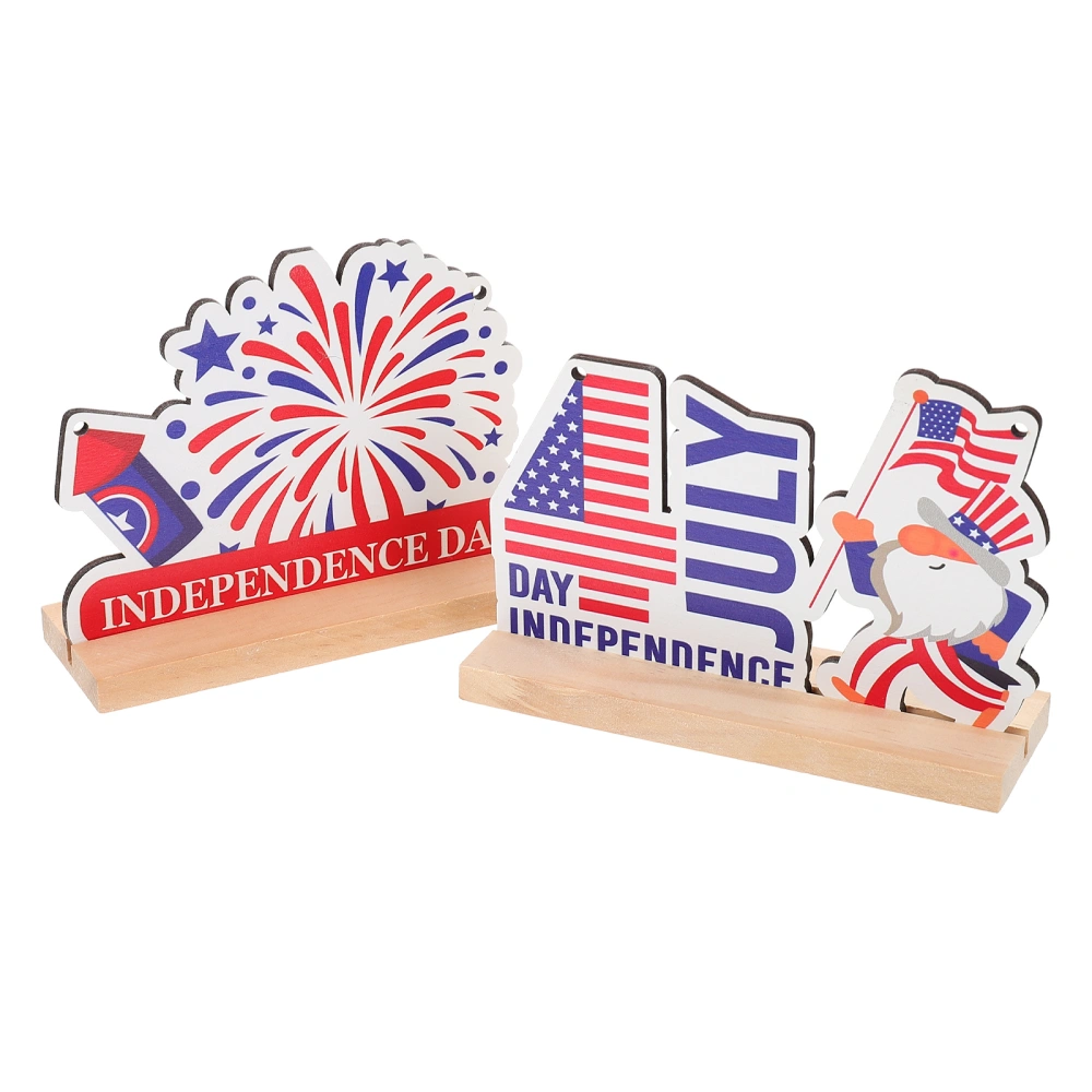 2pcs American Themed Design Wood Adornment Independence Day Decors Home Supplies