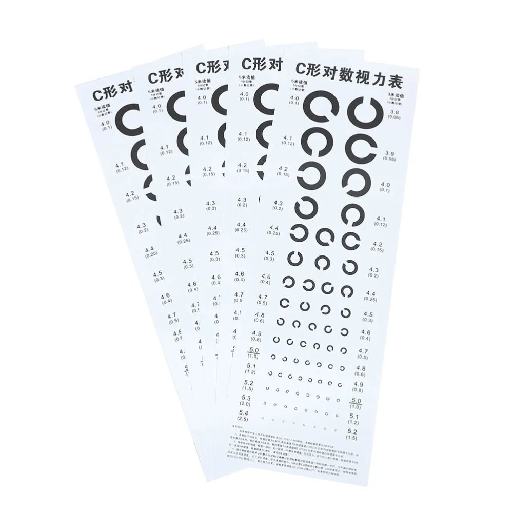 6 Sheets Visual Testing Eye Chart Wall Visual Test Chart C-type Eye Exam Chart