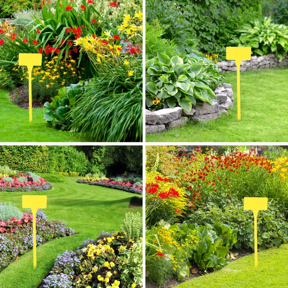 10pcs Waterproof Plant Labels Nursery Garden Tags Markers Garden Insert Tag Re-usable Plant Labels Size S (Yellow)