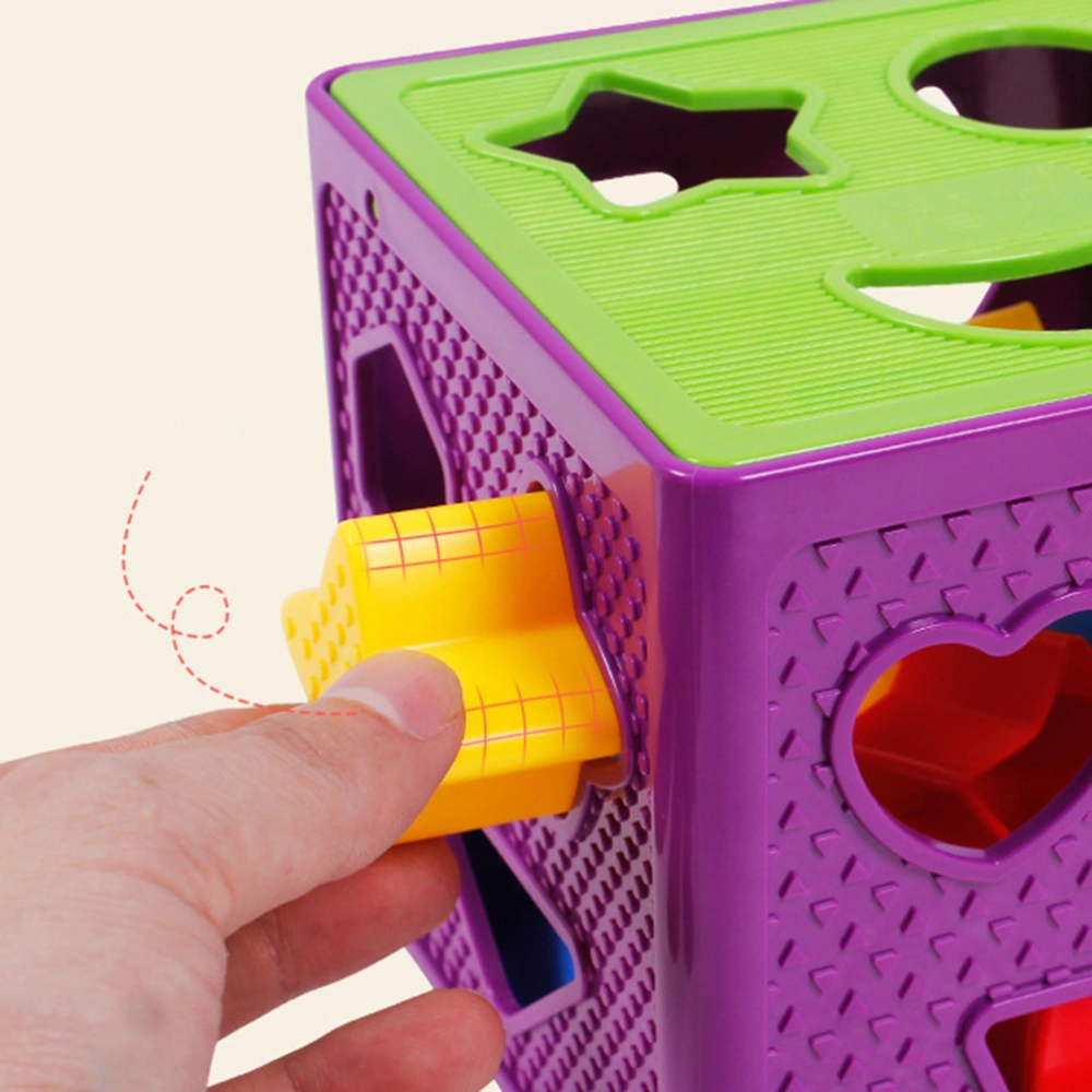 Geometric Shape Recognition Box Shape Matching Building Blocks Cube Plastic Disassembly Assembly Educational Toys for Kids (Purple)