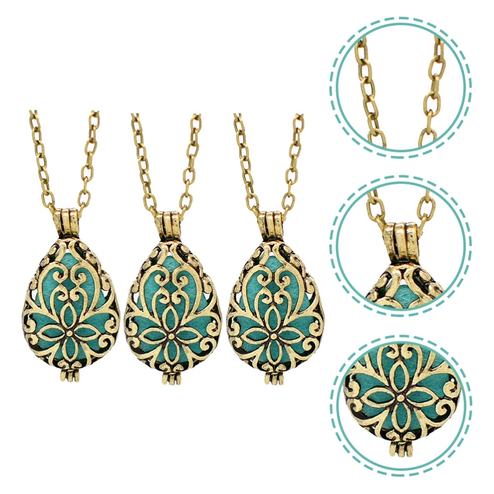 3Pcs Essential Oil Diffuser Necklaces Retro Necklace Sweater Chain Party Jewelry