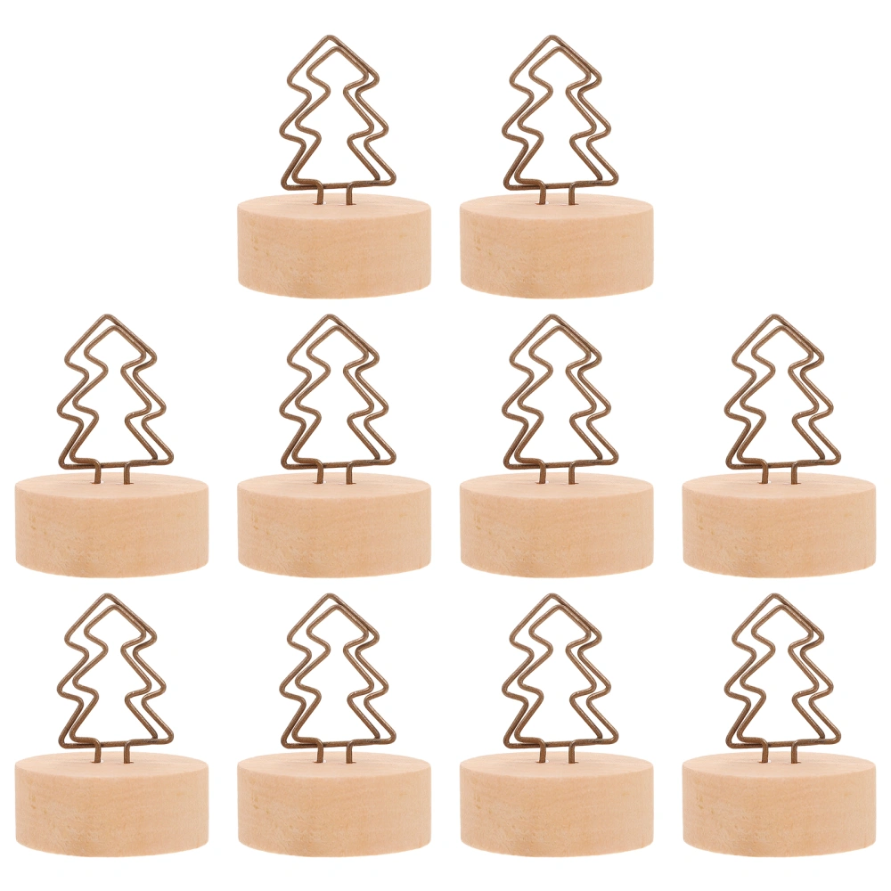 10PCS Xmas Crafts Retro Wooden Clip Decor Lovely Christmas Business Cards Clip