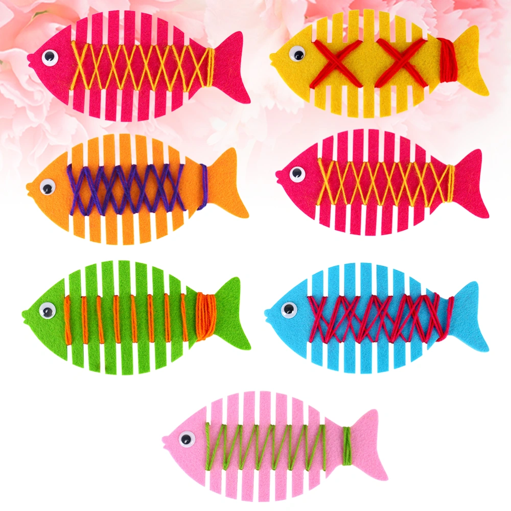 7pcs DIY Thread Fish Toy Non-woven Fabric Handwork Educational Winding Toy for Kids